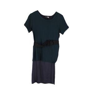 Lanvin Bow-Detail Belted Shift Dress in Green Cotton